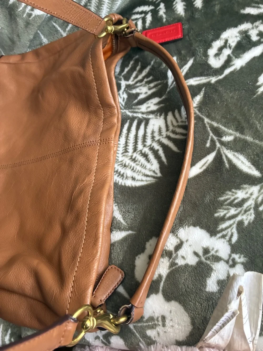 Coach Pebbled Leather Shoulder Bag in Cognac